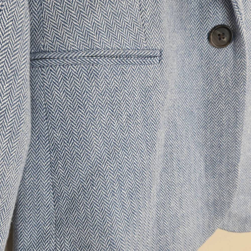 J.Crew Factory Herringbone Blazer Women’s Light Blue Tweed Preppy Classic 10P - Picture 8 of 12